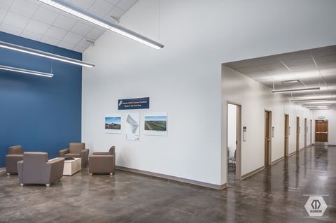 commons room in educational center; on the wall are future plans of the center (phase 2); photo credit Manheim